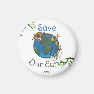 save our earth, earth day, love earth, personalize magnet