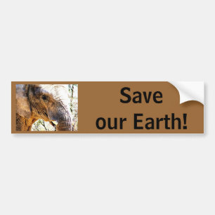 Save our Earth! Elephant Photo Bumper Sticker