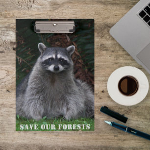 Save Our Forests Raccoon Wildlife Photo Clipboard