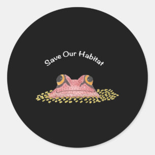 Save Our Habitat Big Frog Wetlands Earth Day White Classic Round Sticker