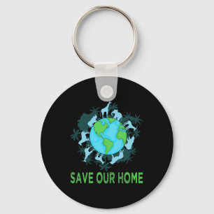 Save Our Home Animals Wildlife Conservation Earth Keychain