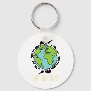 Save Our Home Animals Wildlife Conservation Earth Keychain