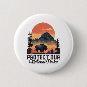 Save Our National Parks Resist Service Bison Buffa 2 Inch Round Button