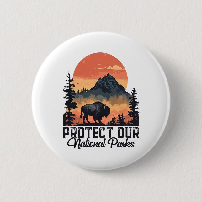 Save Our National Parks Resist Service Bison Buffa 2 Inch Round Button (Front)