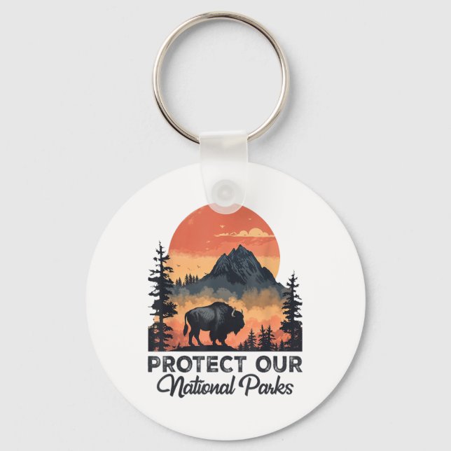 Save Our National Parks Resist Service Bison Buffa Keychain (Front)