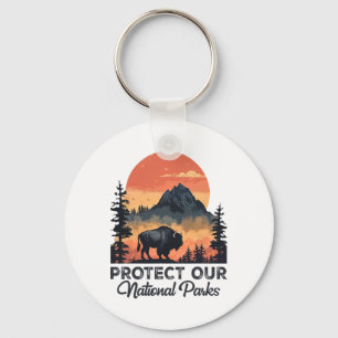 Save Our National Parks Resist Service Bison Buffa Keychain