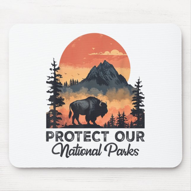 Save Our National Parks Resist Service Bison Buffa Mouse Pad (Front)
