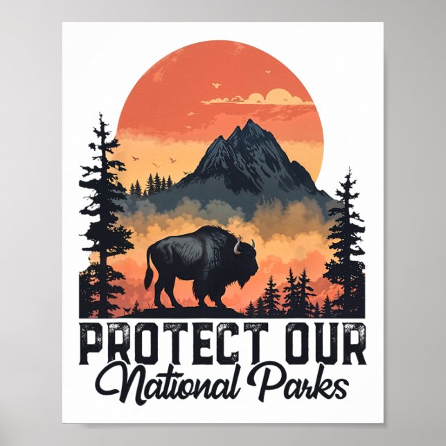 Save Our National Parks Resist Service Bison Buffa Poster (Front)
