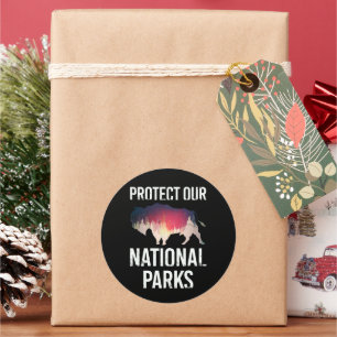 Save Our National Parks Retro Bison Explore Resist Classic Round Sticker