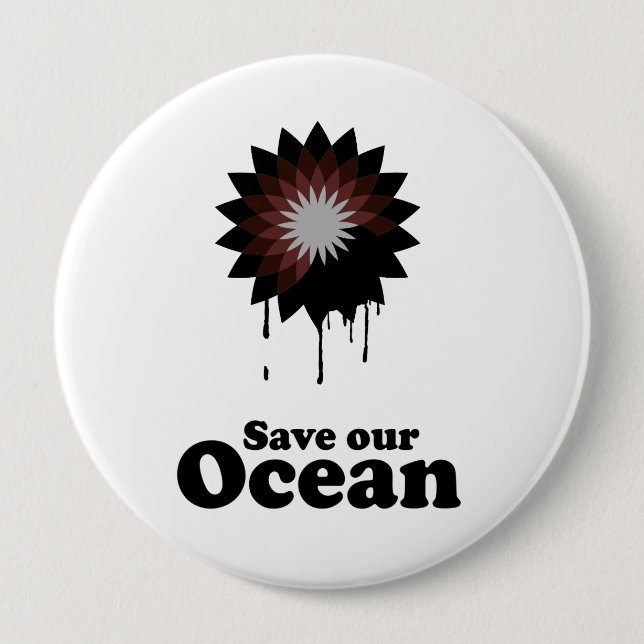 SAVE OUR OCEAN 4 INCH ROUND BUTTON (Front)