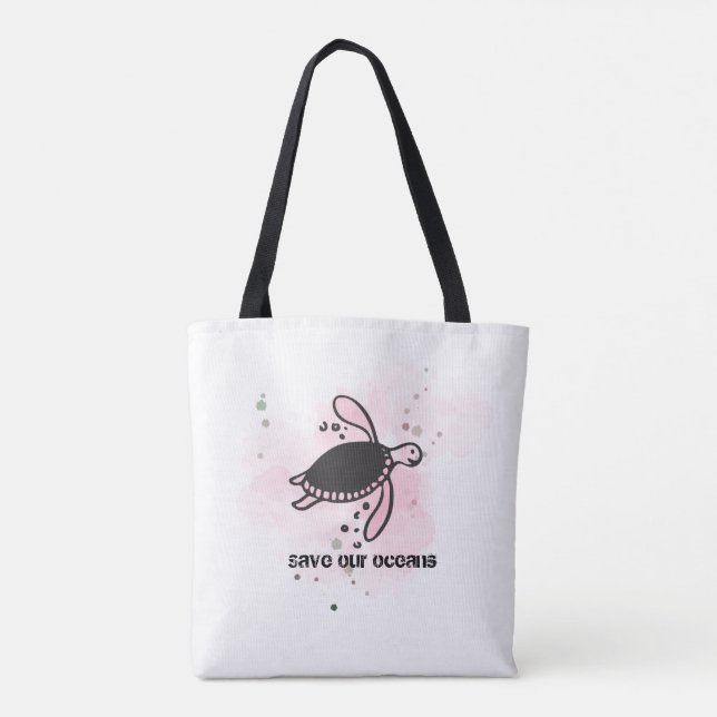save our ocean  tote bag (Back)