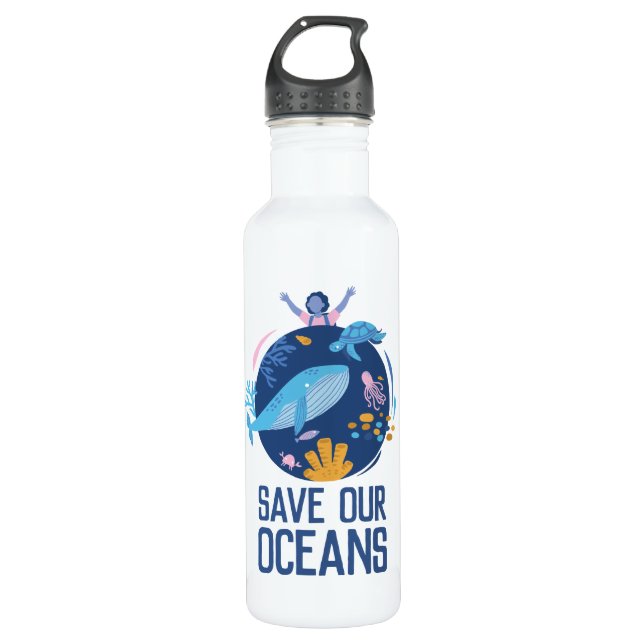 Save our Oceans Earth Day 710 Ml Water Bottle (Front)