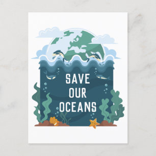 Save our oceans Earth Day Customizable  Postcard