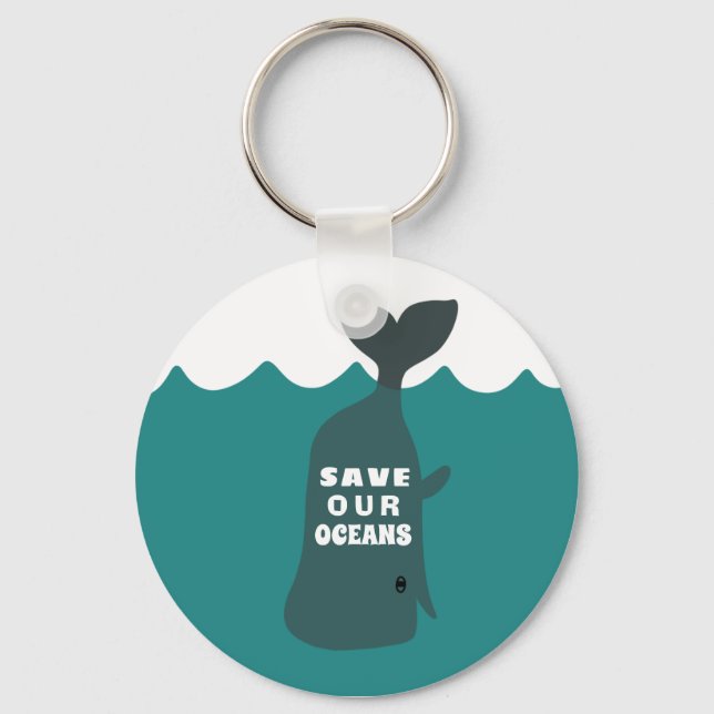 Save Our Oceans Environmental Art Whale  Keychain (Front)