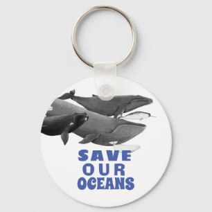 Save Our Oceans Environmental Art Whale Keychain