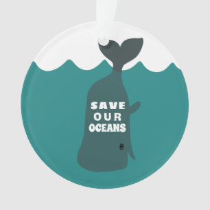 Save Our Oceans Environmental Art Whale Kids   Ornament
