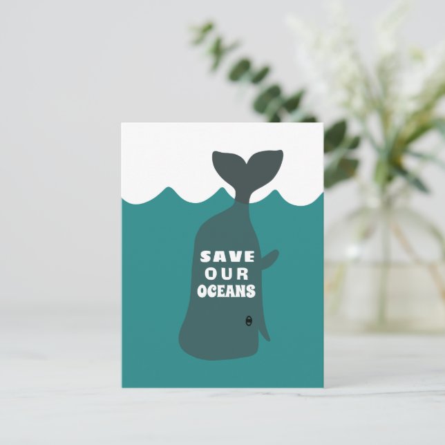 Save Our Oceans Environmental Art Whale  Postcard (Standing Front)