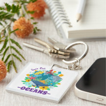 Save our oceans Flower Whale Colourful Design Eart