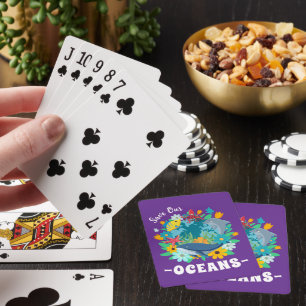 Save our oceans Flower Whale Colourful Design Eart Playing Cards