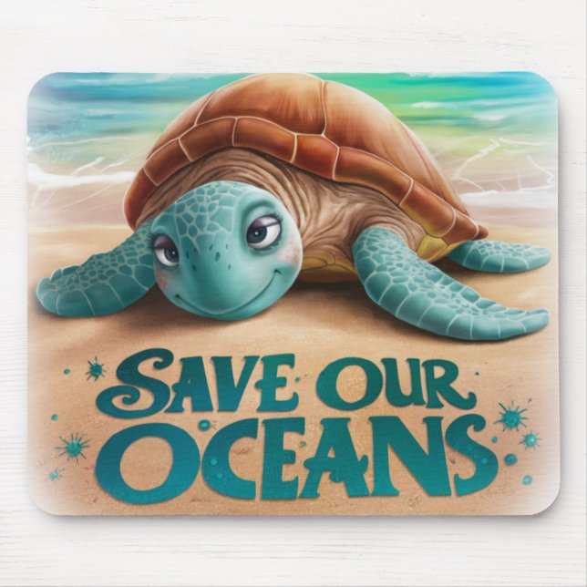 Save our Oceans Friendly Sea Turtle Mouse Pad (Front)