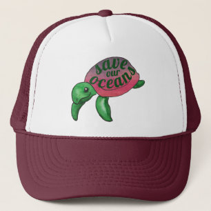 Save Our Oceans Purple Sea Turtle Trucker Hat