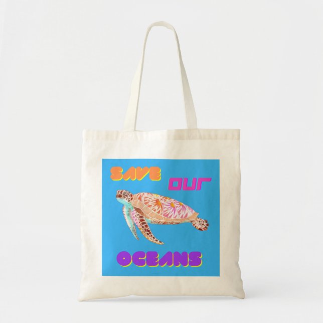 Save our Oceans Turtle Tote Bag (Front)