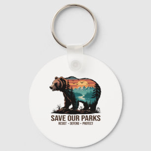 Save Our Parks Environmental Hiking Nature Lover T Keychain