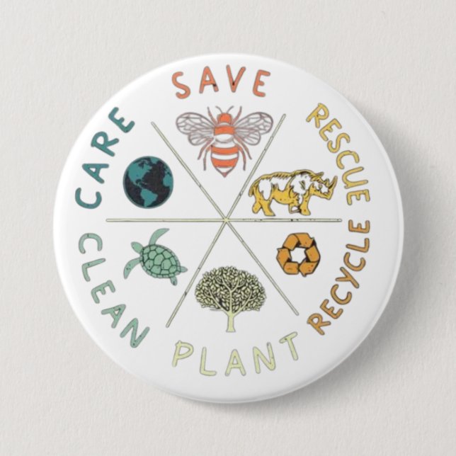 🌎💚 Save Our Planet 🌿 3 Inch Round Button (Front)