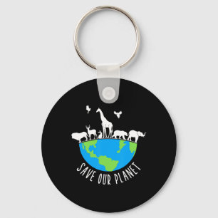 Save Our Planet Animals Conservation Earth Day Keychain