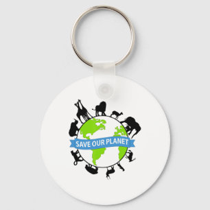 Save Our Planet Cute Earth Day Men Women Kids Keychain