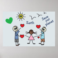 Save our planet Earth Cute Love Peace Message