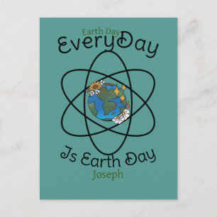 save our planet, every day is earth day, custom  holiday postcard