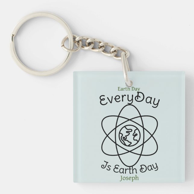 save our planet, every day is earth day, custom keychain (Front)