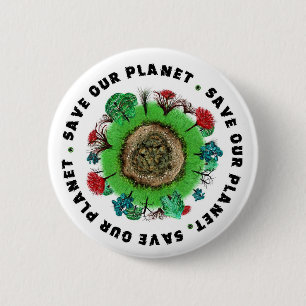 Save Our Planet Slogan and Icon 2 Inch Round Button