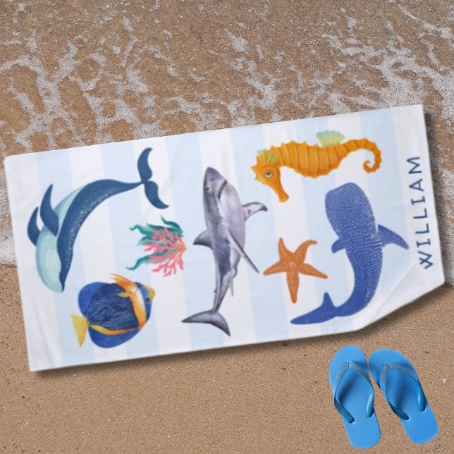 Save Our Seas | Endangered Marine Animals Kids  Beach Towel (Creator Uploaded)