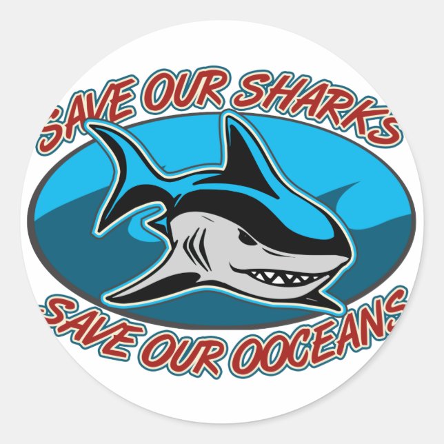 Save Our Sharks Classic Round Sticker (Front)
