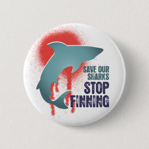 Save Our Sharks Stop Finning 2 Inch Round Button