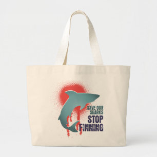 Save Our Sharks Stop Finning Large Tote Bag