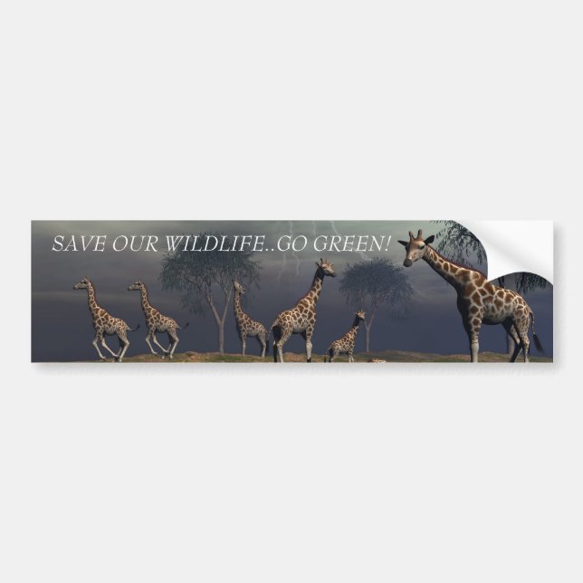 SAVE OUR WILDLIFE..GO GREEN! BUMPER STICKER (Front)