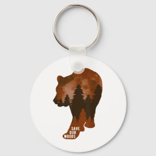 Save Our Woods Environmental Protection Bear Grizz Keychain