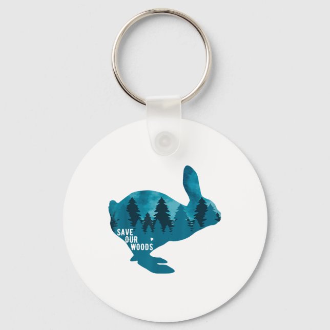 Save Our Woods Environmental Protection Rabbit Nat Keychain (Front)