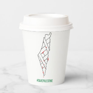 Save Palestine bleeding map - Freedom for Palestin Paper Cups