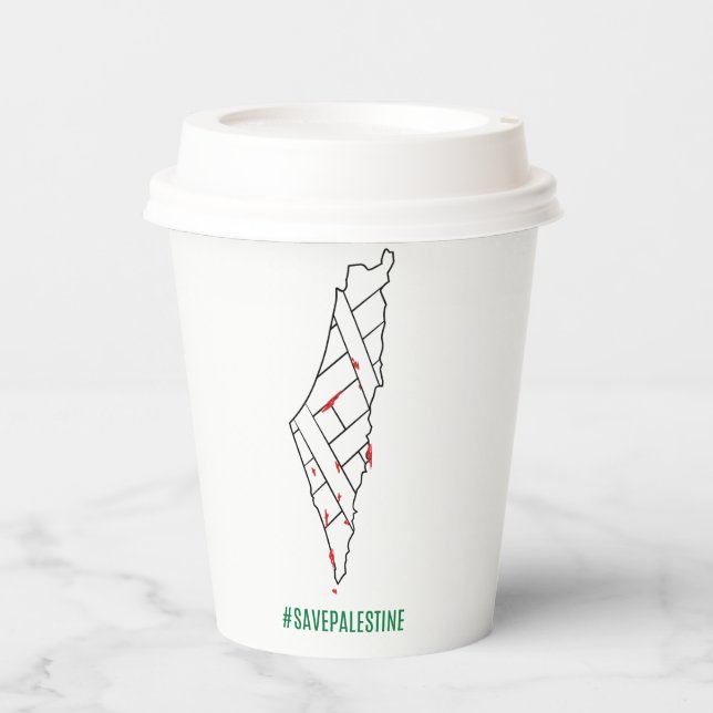 Save Palestine bleeding map - Freedom for Palestin Paper Cups (Front)