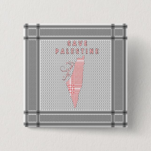 Save Palestine button - Palestinian Pin Button  (Front)