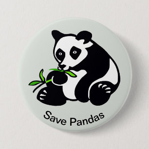 Save PANDAS - Endangered animal graphic - Green 3 Inch Round Button