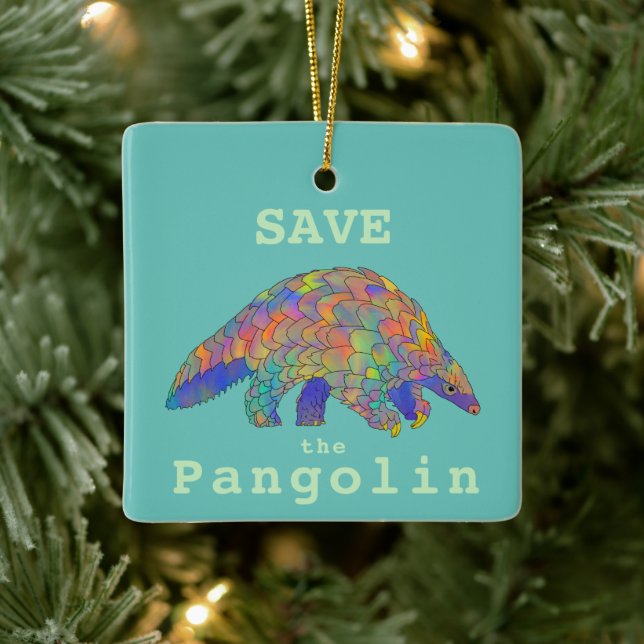 Save Pangolin Endangered Species Ceramic Ornament (Tree)