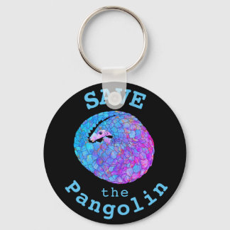 Save Pangolin Psychedelic Endangered Animal Art Keychain