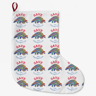 Save Pangolins Colourful  Large Christmas Stocking