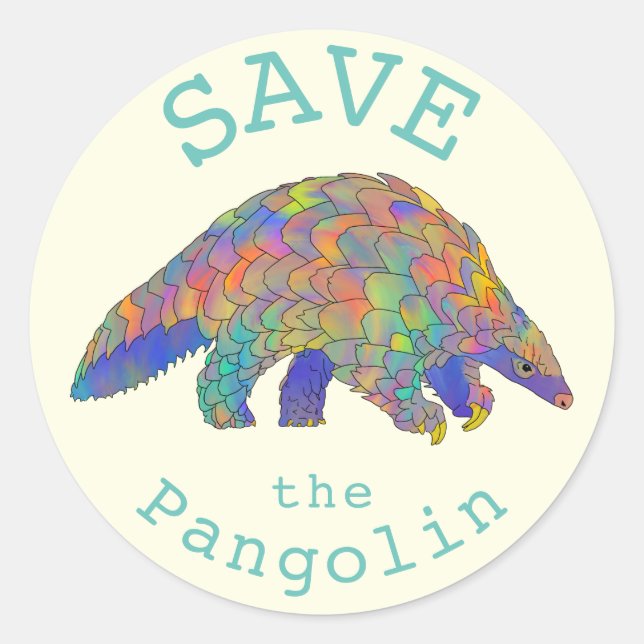 Save Pangolins Endangered Animal Rights Activism Classic Round Sticker (Front)