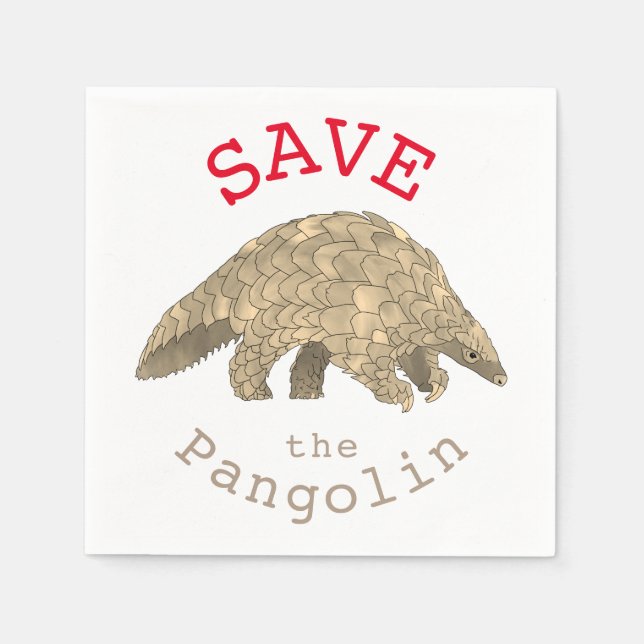 Save Pangolins Endangered Animal Rights Activism Napkin (Front)